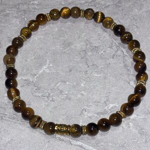 REESELYN CREATIONS Handcrafted Tiger's Eye Beaded Gemstones Stretch Bracelet